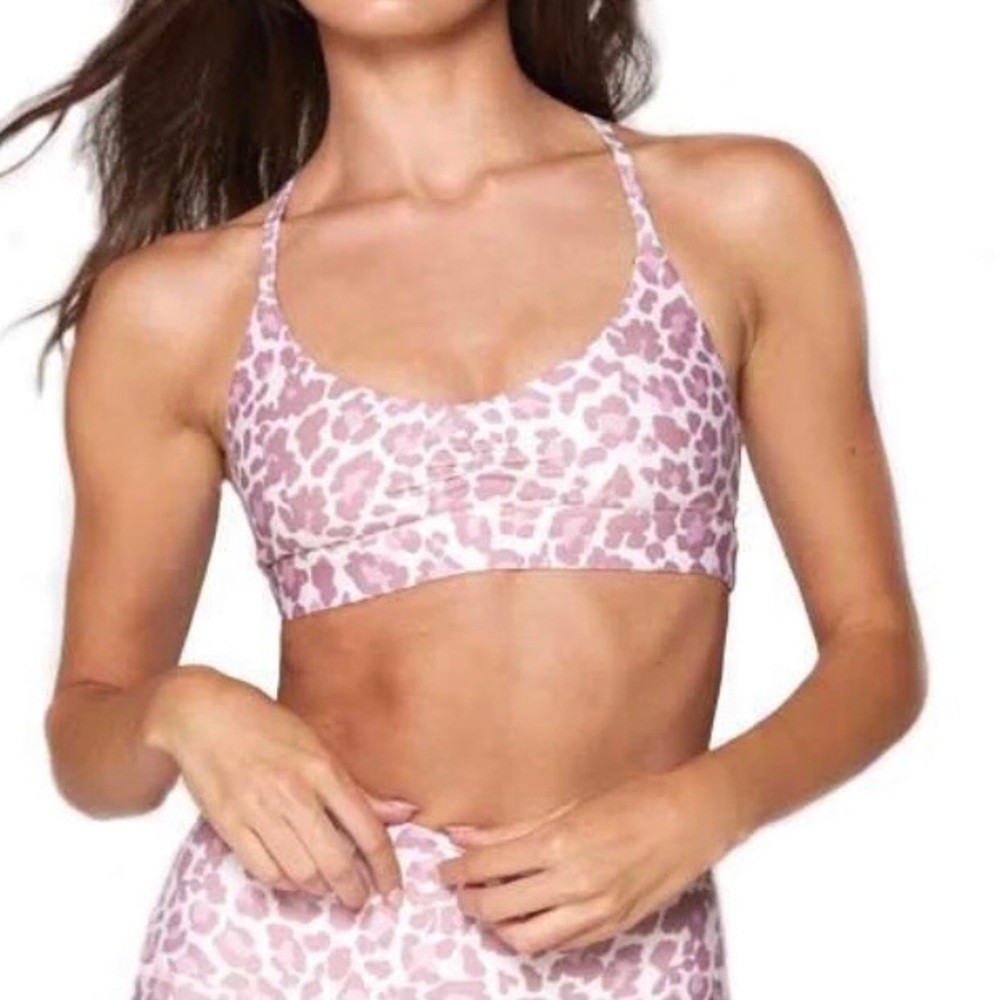 Spiritual Gangster Studio T Back Sports Bra Desert Leopard Print Size XS